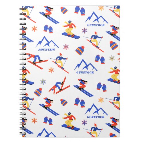 Gunstock Mount New Hampshire Ski Snowboard Pattern Notebook