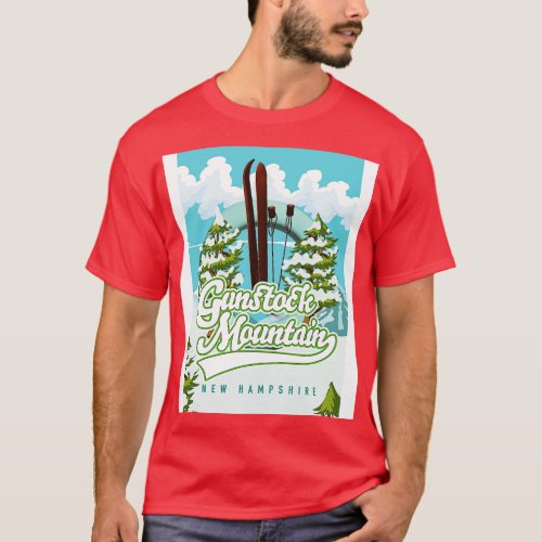 Gunstock Mountain New Hampshire Skiing cartoon T_Shirt