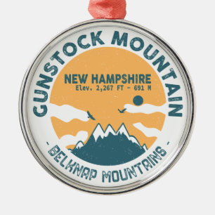 Gunstock Mountain NH - Retro Vintage Ski Souvenirs Metal Ornament