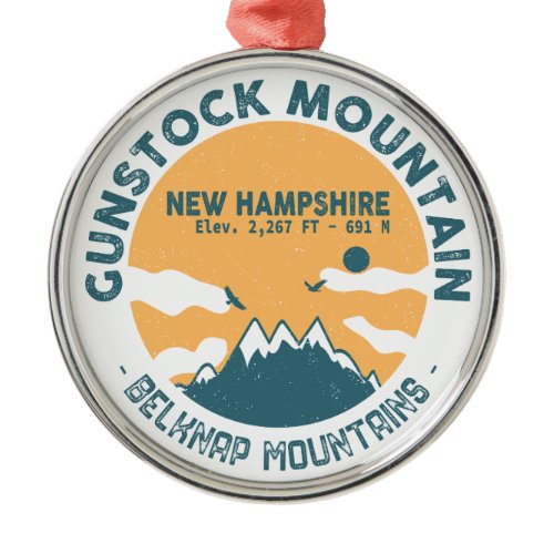 Gunstock Mountain NH - Retro Vintage Ski Souvenirs Metal Ornament