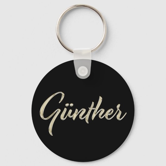 Günther Name whitegold Button Schlüsselanhänger Keychain (Front)