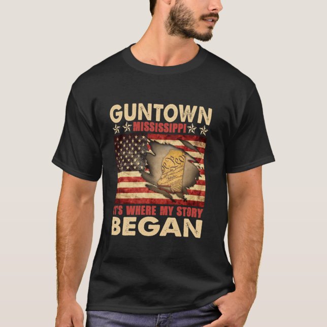 Guntown Mississippi USA Flag 4th Of July Long Slee T-Shirt (Front)