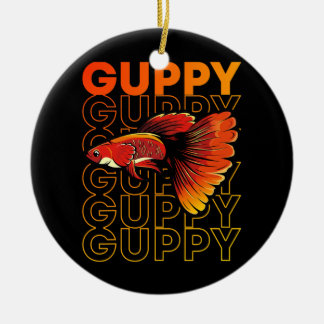 Guppy Fish 80's Style Tropical Fish Keeper Ceramic Ornament