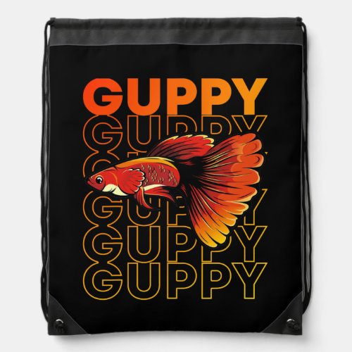 Guppy Fish 80s Style Tropical Fish Keeper  Drawstring Bag