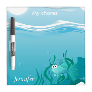 Guppy fish illustration dry erase board