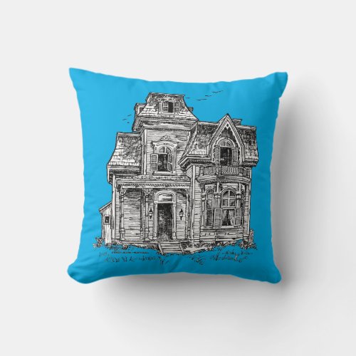 Gurds HouseâMontreal Pen  Ink Art By Don Kirk Throw Pillow