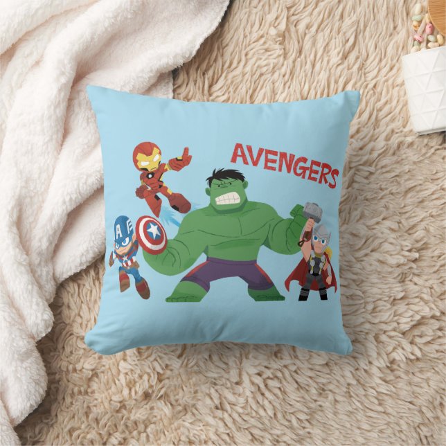Guri Hiru Avengers Action Group Throw Pillow (Blanket)