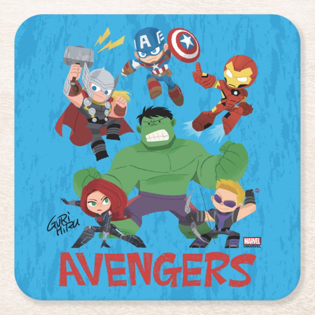 Guri Hiru Avengers Square Paper Coaster (Front)