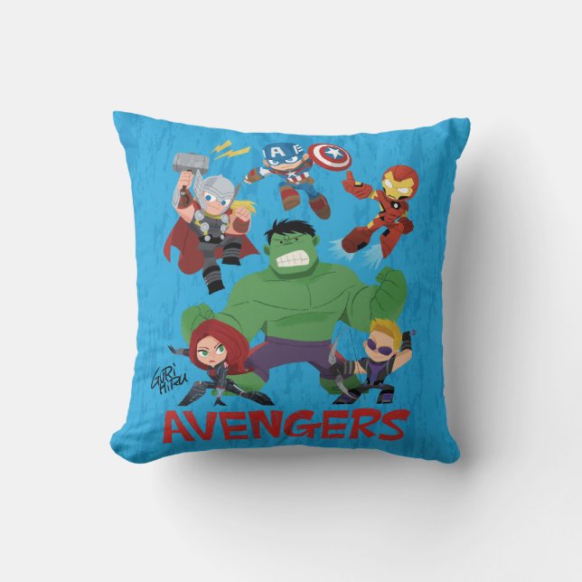 Guri Hiru Avengers Throw Pillow (Front)