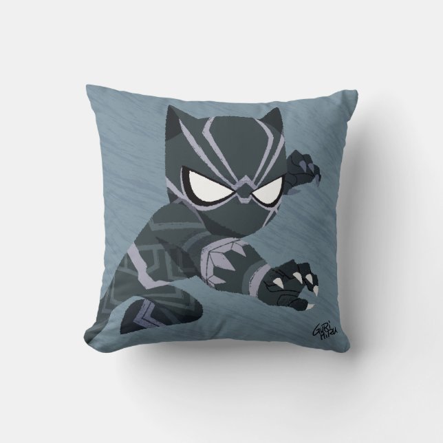 Guri Hiru Black Panther Throw Pillow (Front)