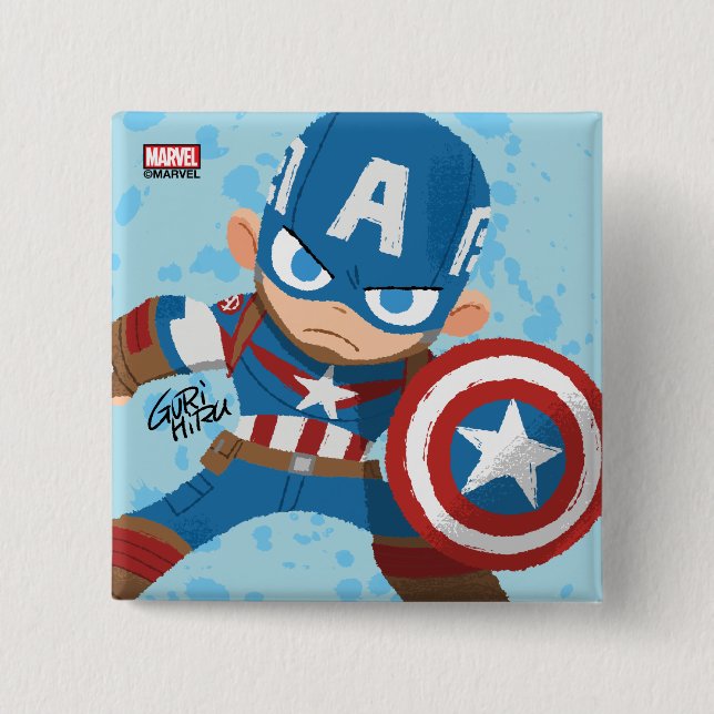 Guri Hiru Captain America Button (Front)