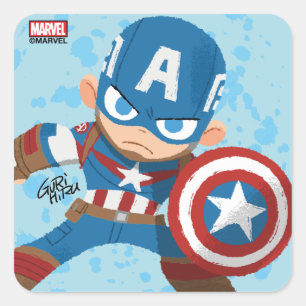 Guri Hiru Captain America Square Sticker