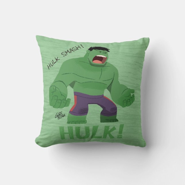 Guri Hiru Hulk Throw Pillow (Front)