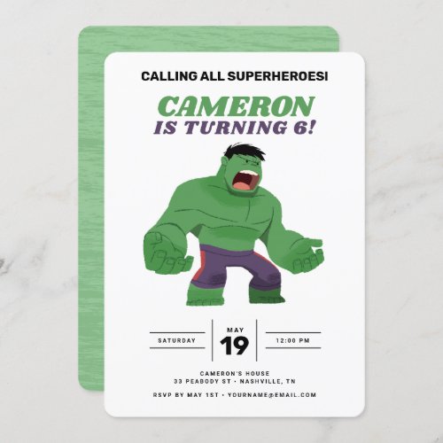 Guri Hiru Incredible Hulk Birthday Invitation