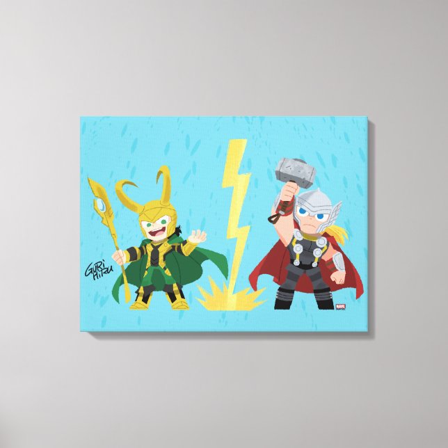 Guri Hiru Loki & Thor Canvas Print (Front)