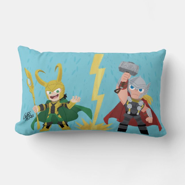 Guri Hiru Loki & Thor Lumbar Pillow (Front)