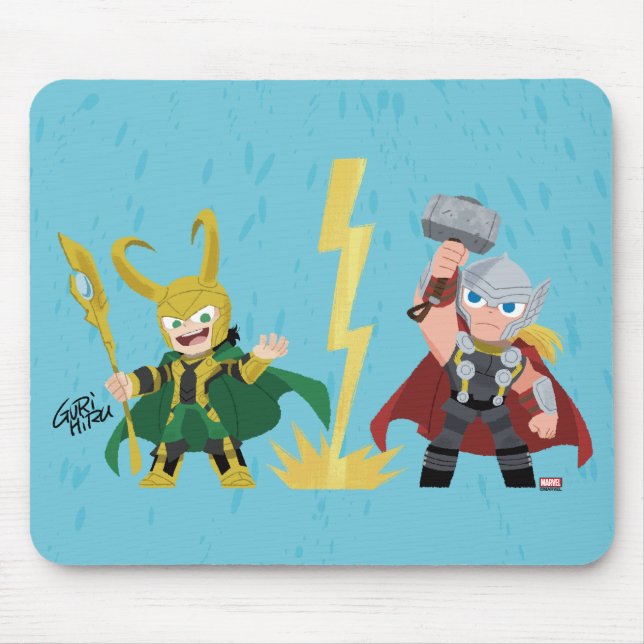 Guri Hiru Loki & Thor Mouse Pad (Front)