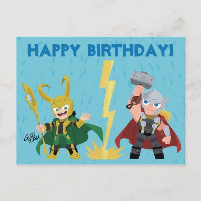 Guri Hiru Loki & Thor Postcard (Front)