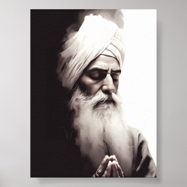 Gurū Nānak Abstract Portrait - Sikh Poster (Front)