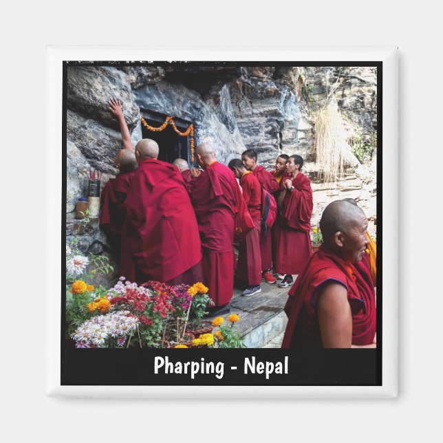 Guru Rinpoche, Pharping Cave, Monks - Nepal Magnet (Front)