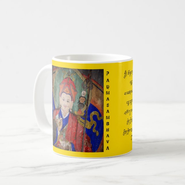 Guru Rinpoche & Seven Line Prayer (Buddha Tibetan) Coffee Mug (Front Left)
