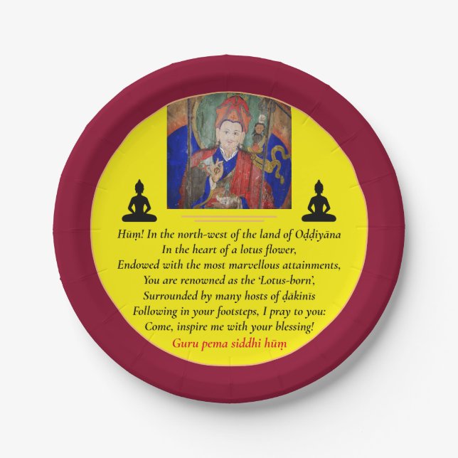 Guru Rinpoche & Seven Line Prayer /Padmasambhava P Paper Plates (Front)