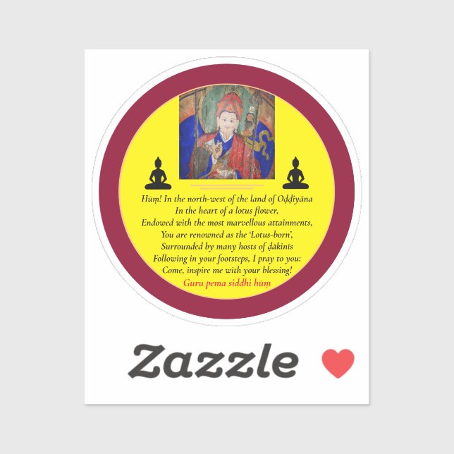 Guru Rinpoche & Seven Line Prayer /Padmasambhava Sticker (Sheet)