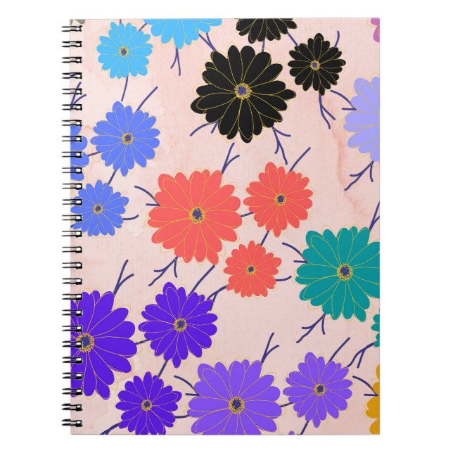 Gurugram watercolor, floral textile design. notebook (Front)