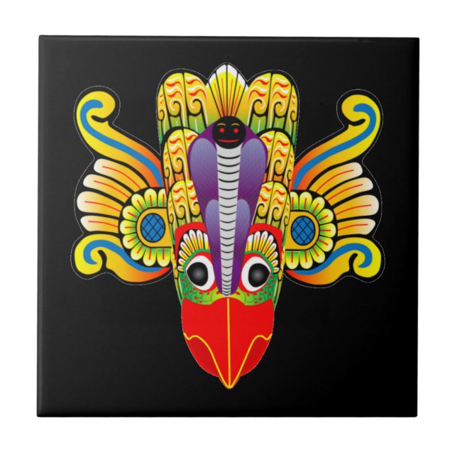 Gurulu raksha  (Sri Lanka garuda devil) design   Ceramic Tile (Front)