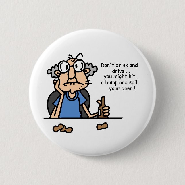 Gus on Drinking and Driving Button (Front)