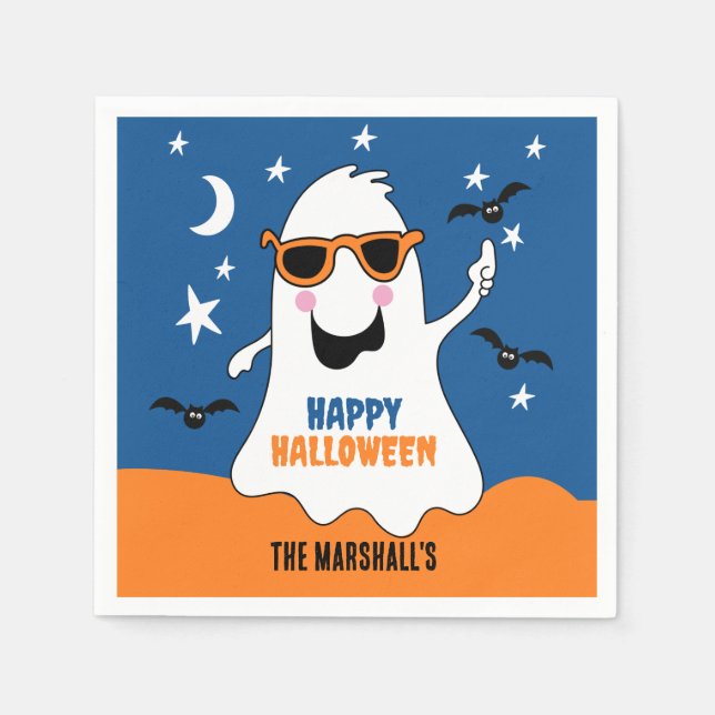 Gus the Ghost Halloween Cute Kids  Napkins (Front)