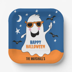 Gus the Ghost Halloween Cute Kids  Paper Plates