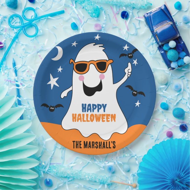 Gus the Ghost Halloween Cute Kids  Paper Plates (Party)