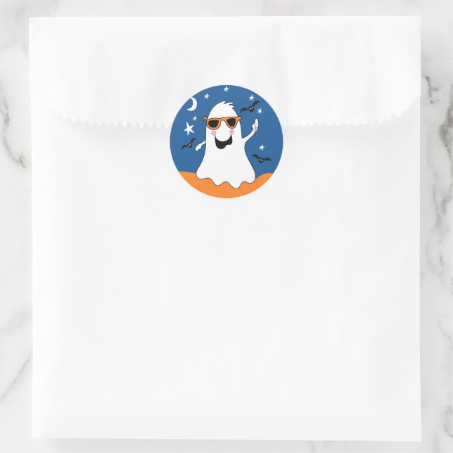  Gus the Ghost Kids Cute Halloween and Bats Classic Round Sticker (Bag)