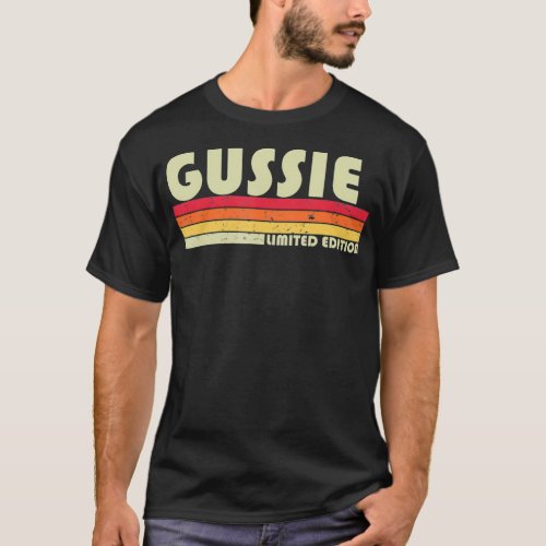 GUSSIE Name Personalized Retro Vintage 80s 90s Bir T_Shirt