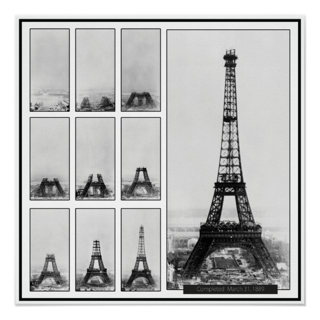 Gustav Eiffel's Tower Under Construction in Paris Poster (Front)