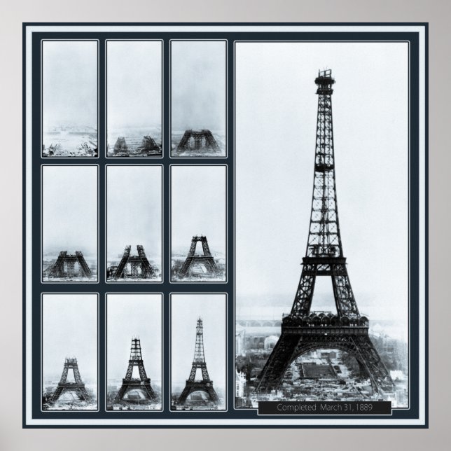 Gustav Eiffel's Tower Under Construction Poster (Front)