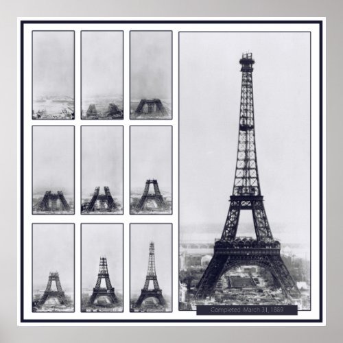 Gustav Eiffels Tower Under Construction Poster