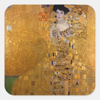 Gustav Klimt - Adele Bloch-bauer I. Square Sticker by masterpiece_museum at Zazzle