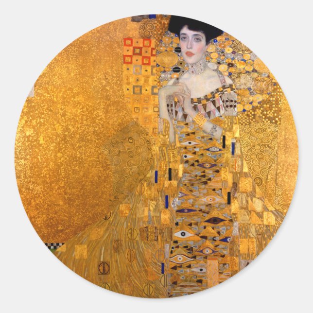 Gustav Klimt "Adele" Vintage Classic Round Sticker (Front)
