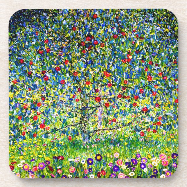 Gustav Klimt Apple Tree Beverage Coaster (Front)