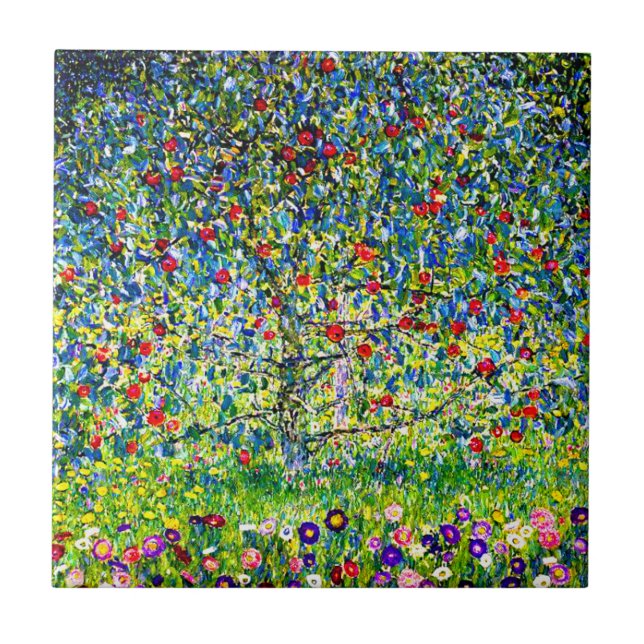 Gustav Klimt Apple Tree Ceramic Tile (Front)