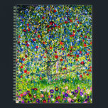 Gustav Klimt Apple Tree Notebook<br><div class="desc">Notebook featuring Gustav Klimt’s painting Apple Tree,  I (1912). A colorful red apple tree stands in a green field of purple,  pink,  yellow,  and white flowers. A perfect gift for fans of Art Nouveau and Austrian art.</div>