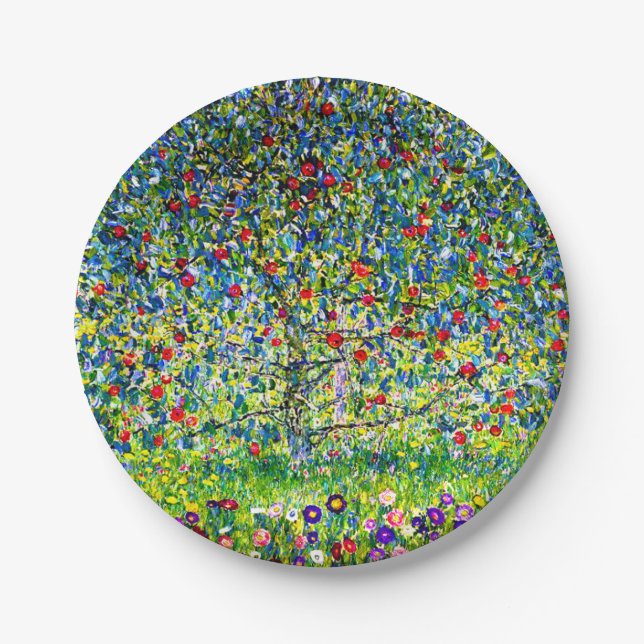 Gustav Klimt Apple Tree Paper Plates (Front)