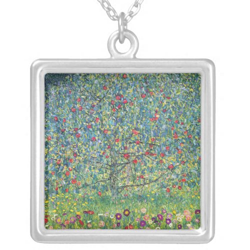 Gustav Klimt _ Apple Tree Silver Plated Necklace