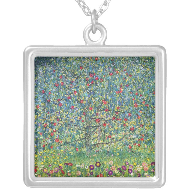 Gustav Klimt - Apple Tree Silver Plated Necklace (Front)