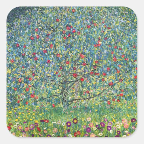 Gustav Klimt _ Apple Tree Square Sticker