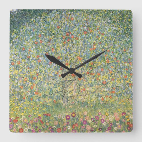 Gustav Klimt Apple Tree Square Wall Clock