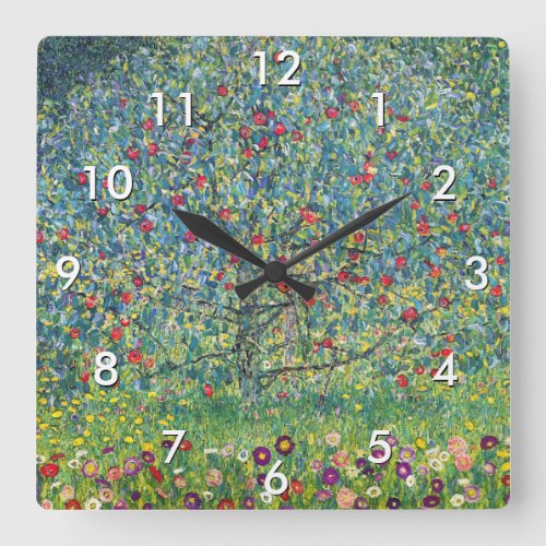Gustav Klimt _ Apple Tree Square Wall Clock