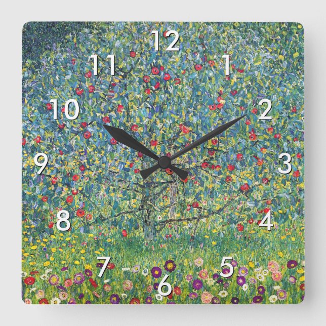 Gustav Klimt - Apple Tree Square Wall Clock (Front)